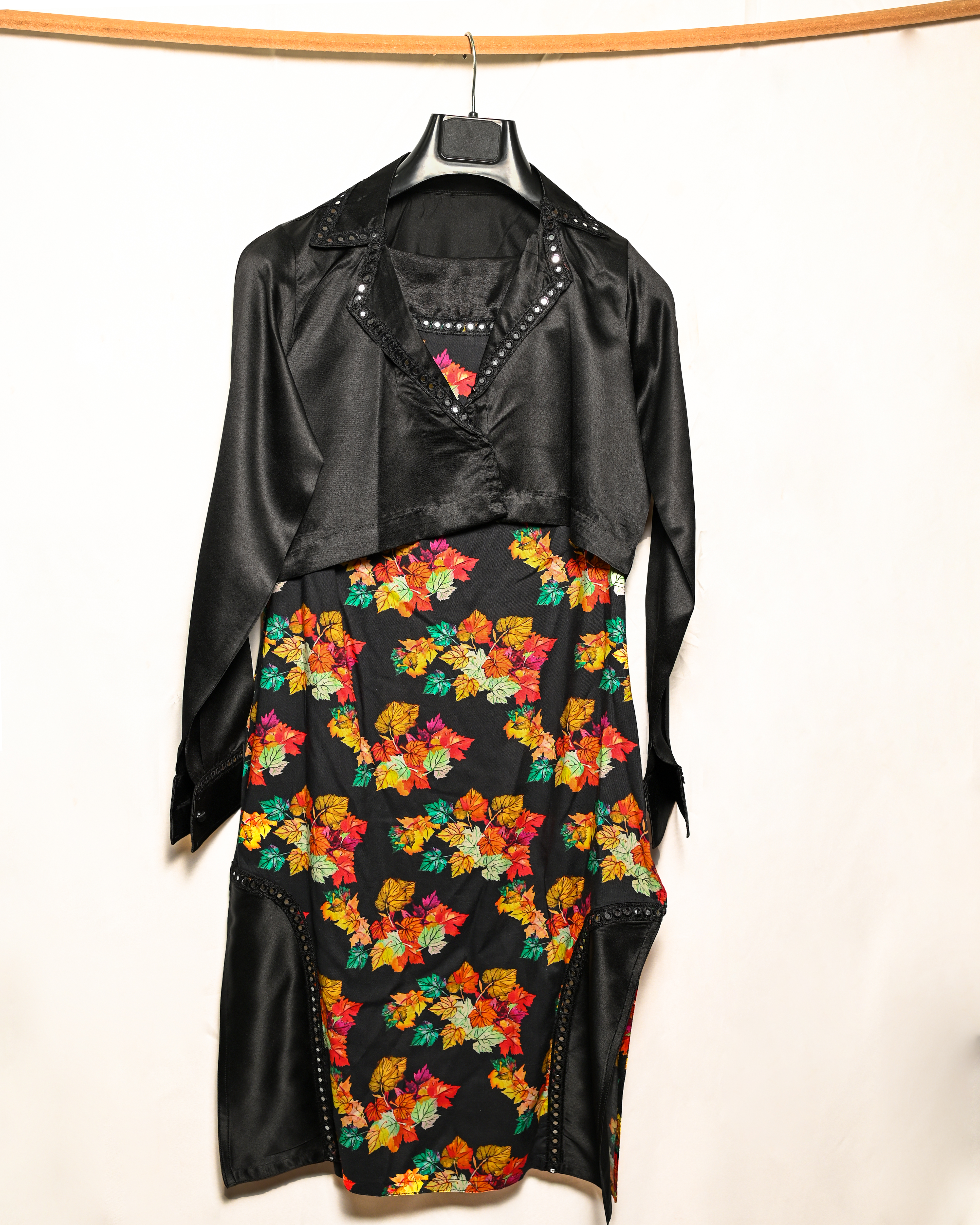 Midnight Maple - Hand-Painted Silk Ensemble